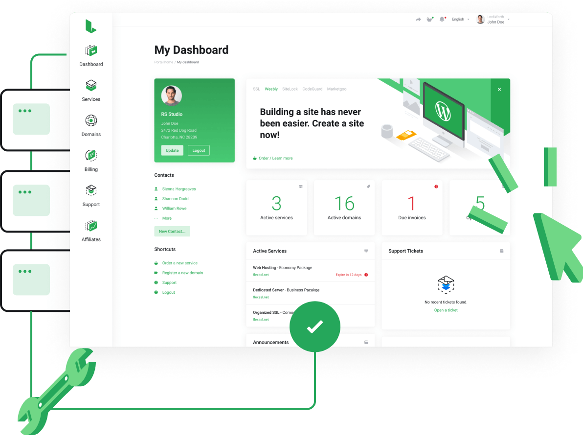 Alojamento de Sites (Alojamento Web) Partilhado Linux - REGISTAR Guine Bissau - Painel de controlo super fácil para gerir todos os seus serviços
